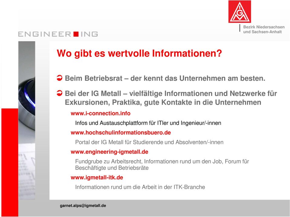 info Infos und Austauschplattform für ITler und Ingenieur/-innen www.hochschulinformationsbuero.