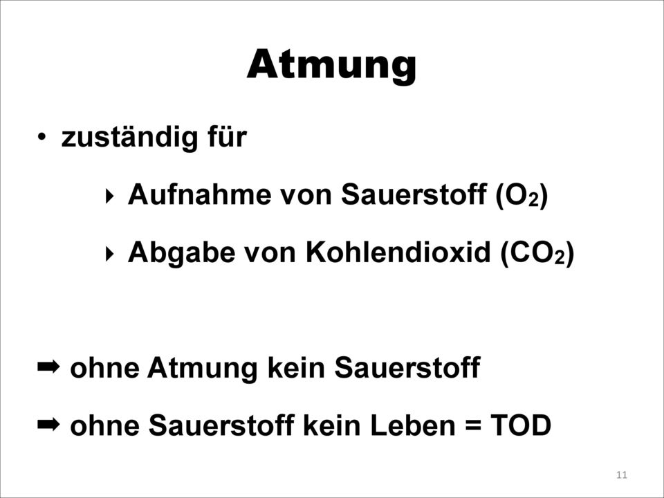 Kohlendioxid (CO2) ohne Atmung kein