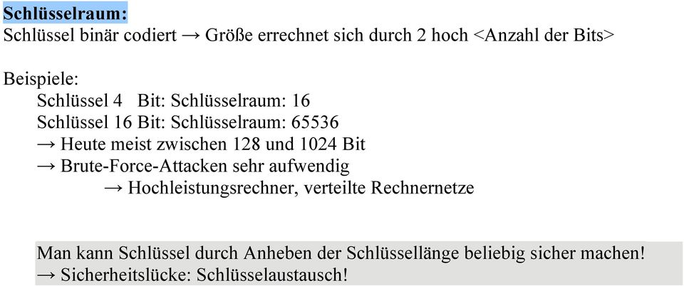 1024 Bit & Brute-Force-Attacken sehr aufwendig & Hochleistungsrechner, verteilte Rechnernetze Man kann