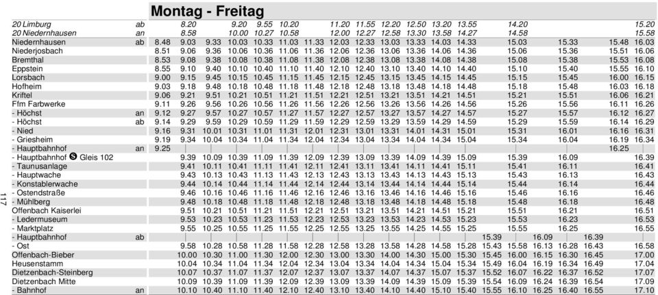 08 2.38 3.08 3.38 4.08 4.38 5.08 5.38 5.53 6.08 Eppstein 8.55 9.0 9.40 0.0 0.40.0.40 2.0 2.40 3.0 3.40 4.0 4.40 5.0 5.40 5.55 6.0 Lorsbach 9.00 9.5 9.45 0.5 0.45.5.45 2.5 2.45 3.5 3.45 4.5 4.45 5.