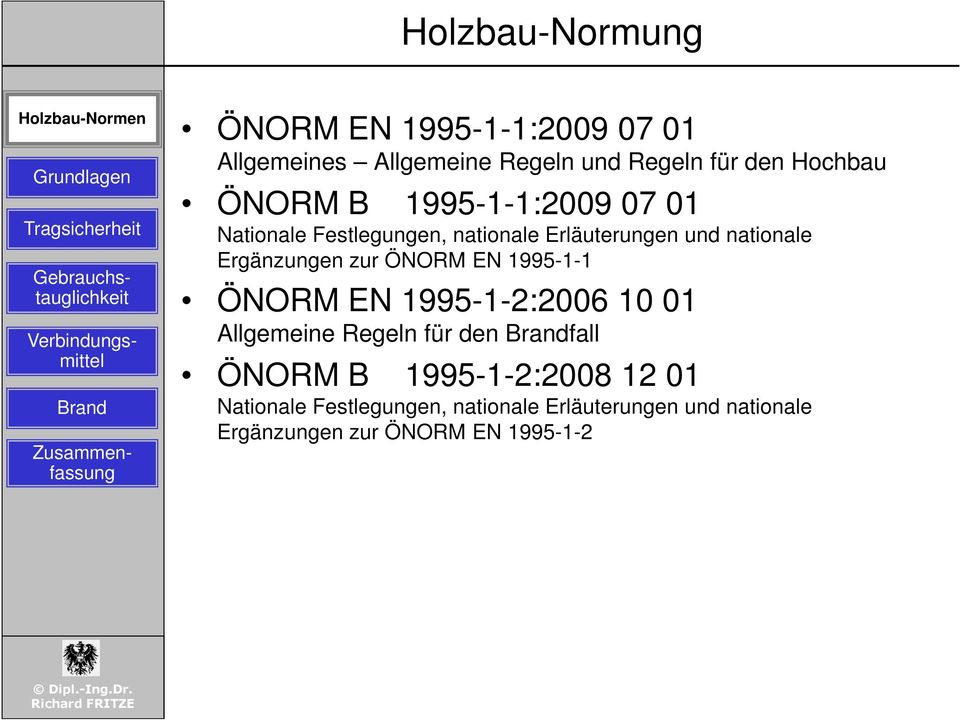 Ergänzungen zur ÖNORM EN 1995-1-1 ÖNORM EN 1995-1-2:2006 10 01 Allgeeine Regeln ür en Branall ÖNORM B