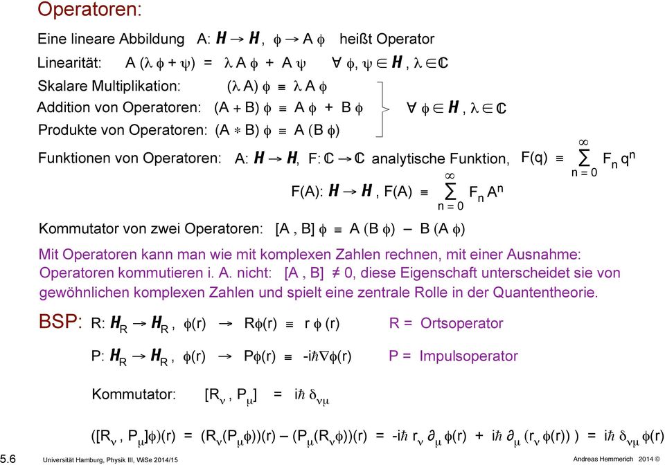 5 Formale Grundlagen Der Quantenmechanik 5 1 Universitat Hamburg Physik Iii Wise 14 15 Pdf Free Download