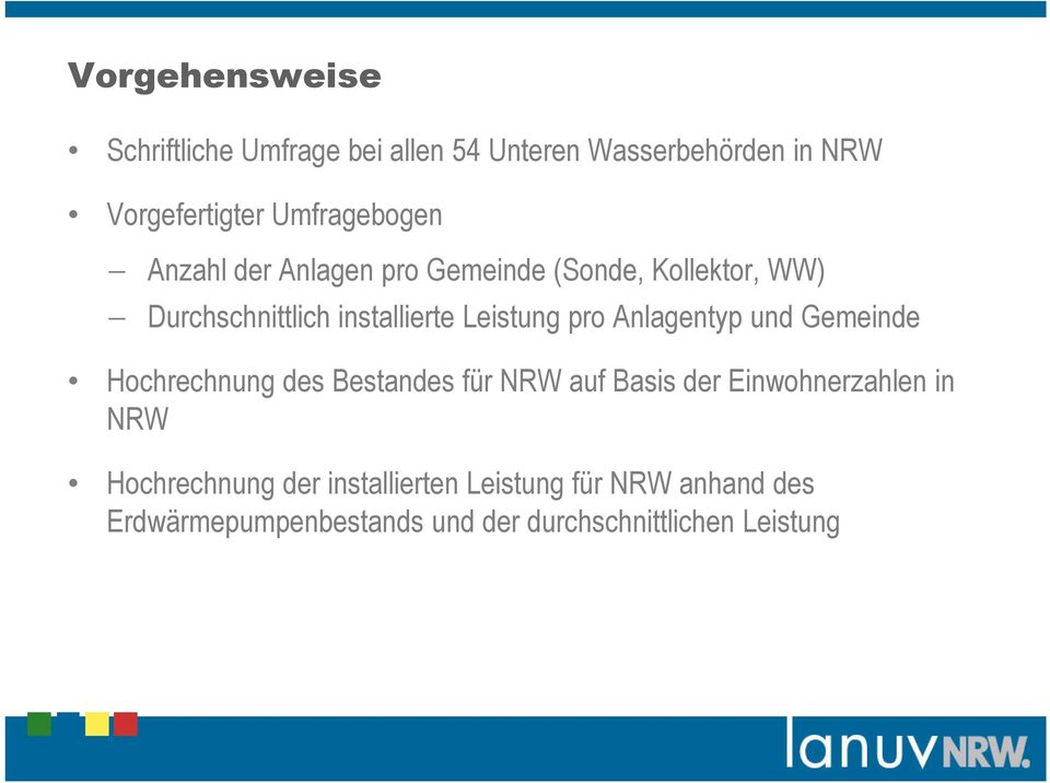 Leistung pro Anlagentyp und Gemeinde Hochrechnung des Bestandes für NRW auf Basis der Einwohnerzahlen in
