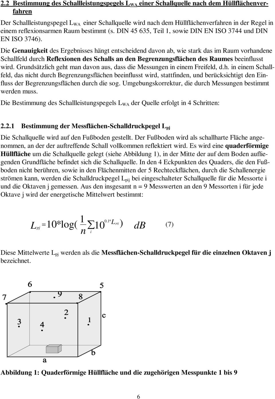 Die Genauigkeit des Ergebnisses hängt entscheidend davon ab, wie stark das im Raum vorhandene Schallfeld durch Reflexionen des Schalls an den Begrenzungsflächen des Raumes beeinflusst wird.