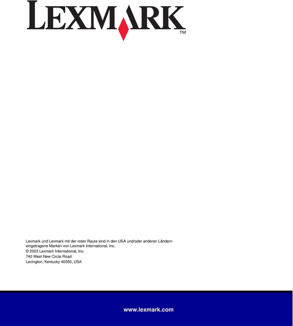 International, Inc. 2003 Lexmark International, Inc.