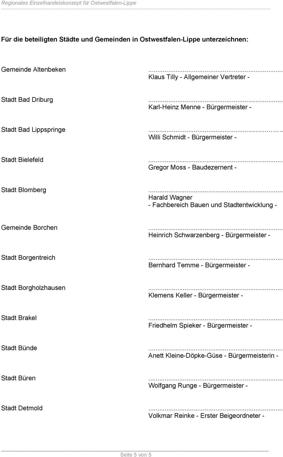 .. Harald Wagner - Fachbereich Bauen und Stadtentwicklung - Gemeinde Borchen... Heinrich Schwarzenberg - Bürgermeister - Stadt Borgentreich... Bernhard Temme - Bürgermeister - Stadt Borgholzhausen.