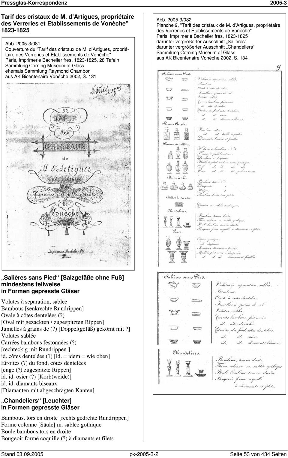 Bicentenaire 2002, S. 131 Abb. 2005-3/082 Planche 9, "Tarif des cristaux de M.