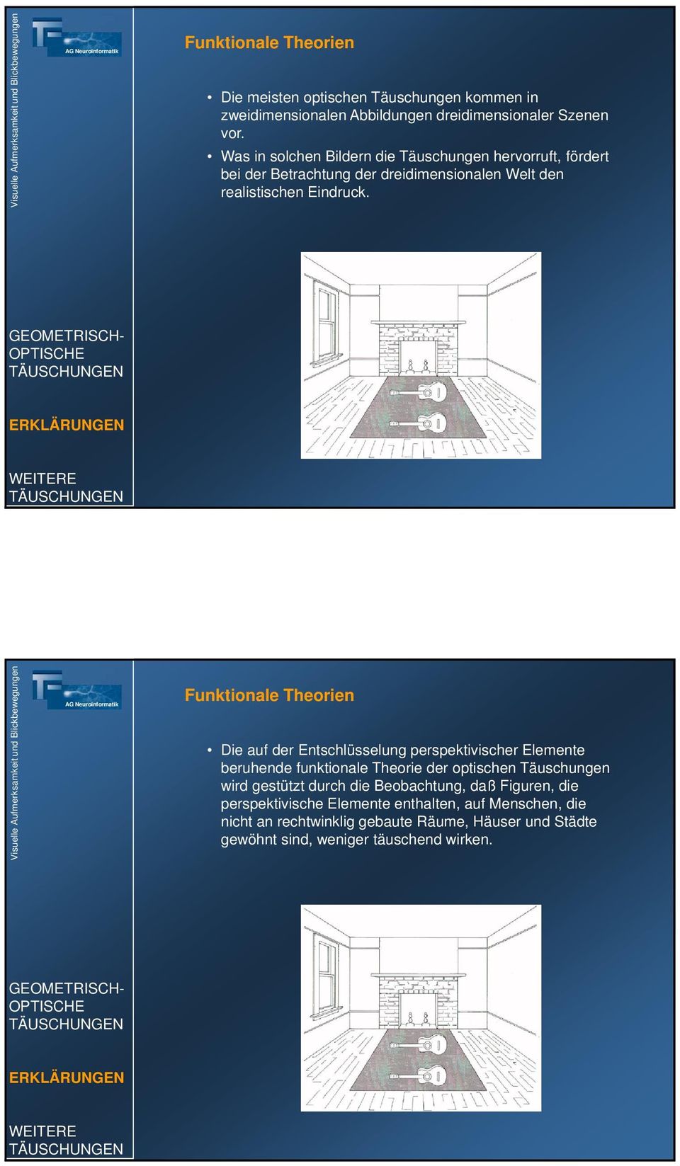 Funktionale Theorien Die auf der Entschlüsselung perspektivischer Elemente beruhende funktionale Theorie der optischen Täuschungen wird gestützt