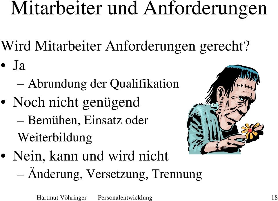 Ja Abrundung der Qualifikation Noch nicht genügend Bemühen,