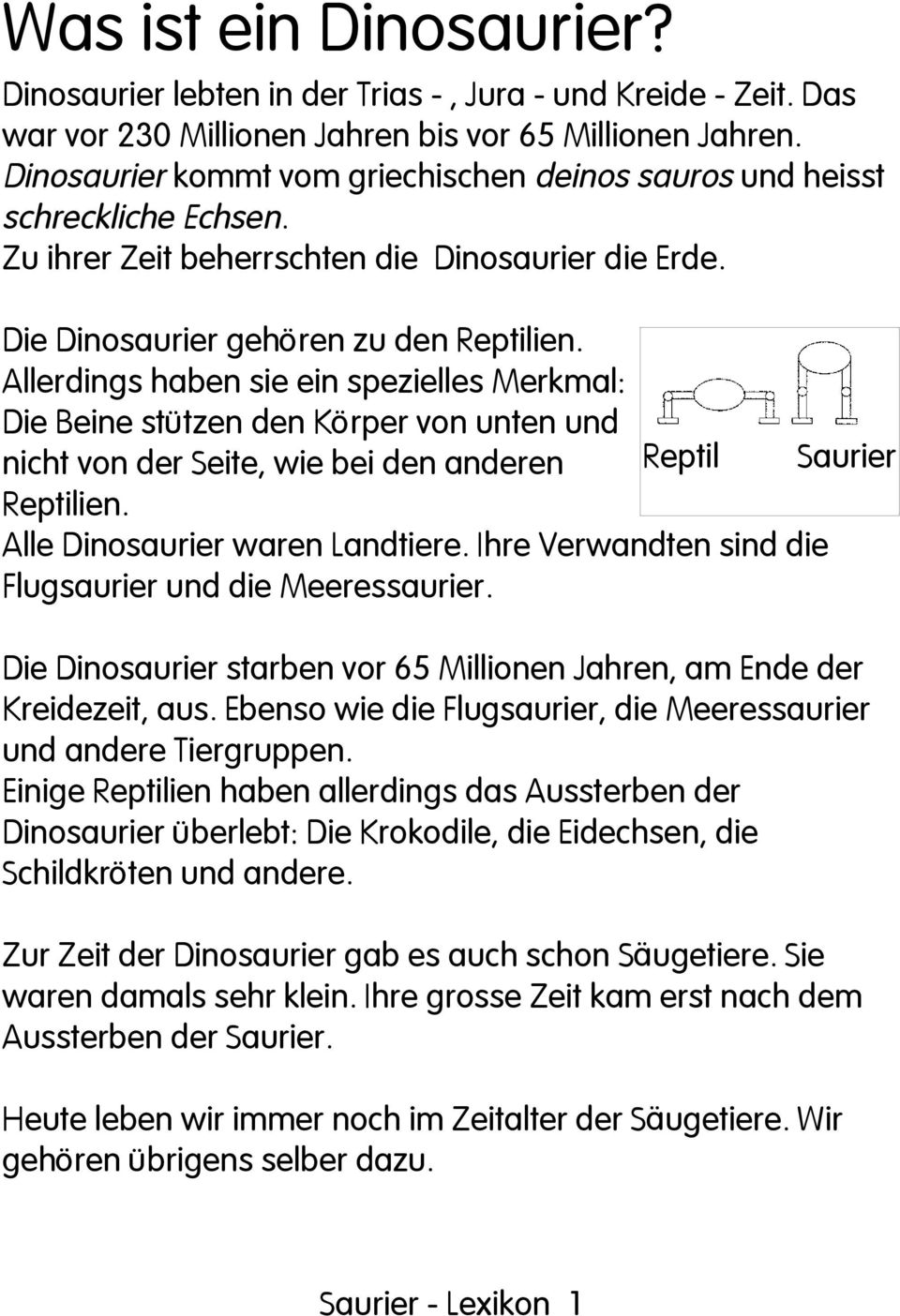 Saurier Lexikon. Dieses Saurier  Lexikon geh\u00f6rt: Saurier  Lexikon  PDF