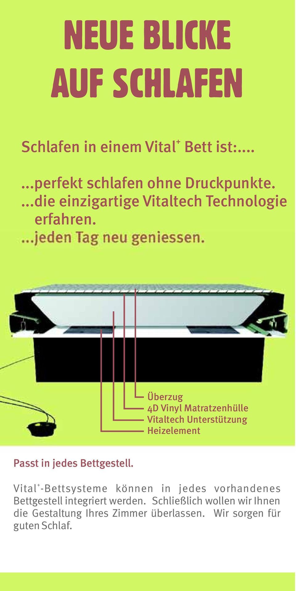 Überzug 4D Vinyl Matratzenhülle Vitaltech Unterstützung Heizelement Passt in jedes Bettgestell.