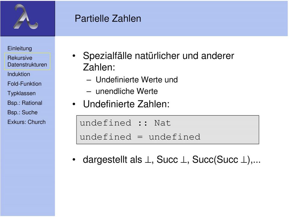 Werte Undefinierte Zahlen: undefined :: Nat