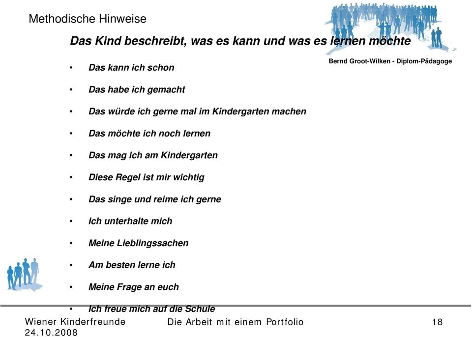 Kindergarten Diese Regel ist mir wichtig Das singe und reime ich gerne Ich unterhalte mich Meine