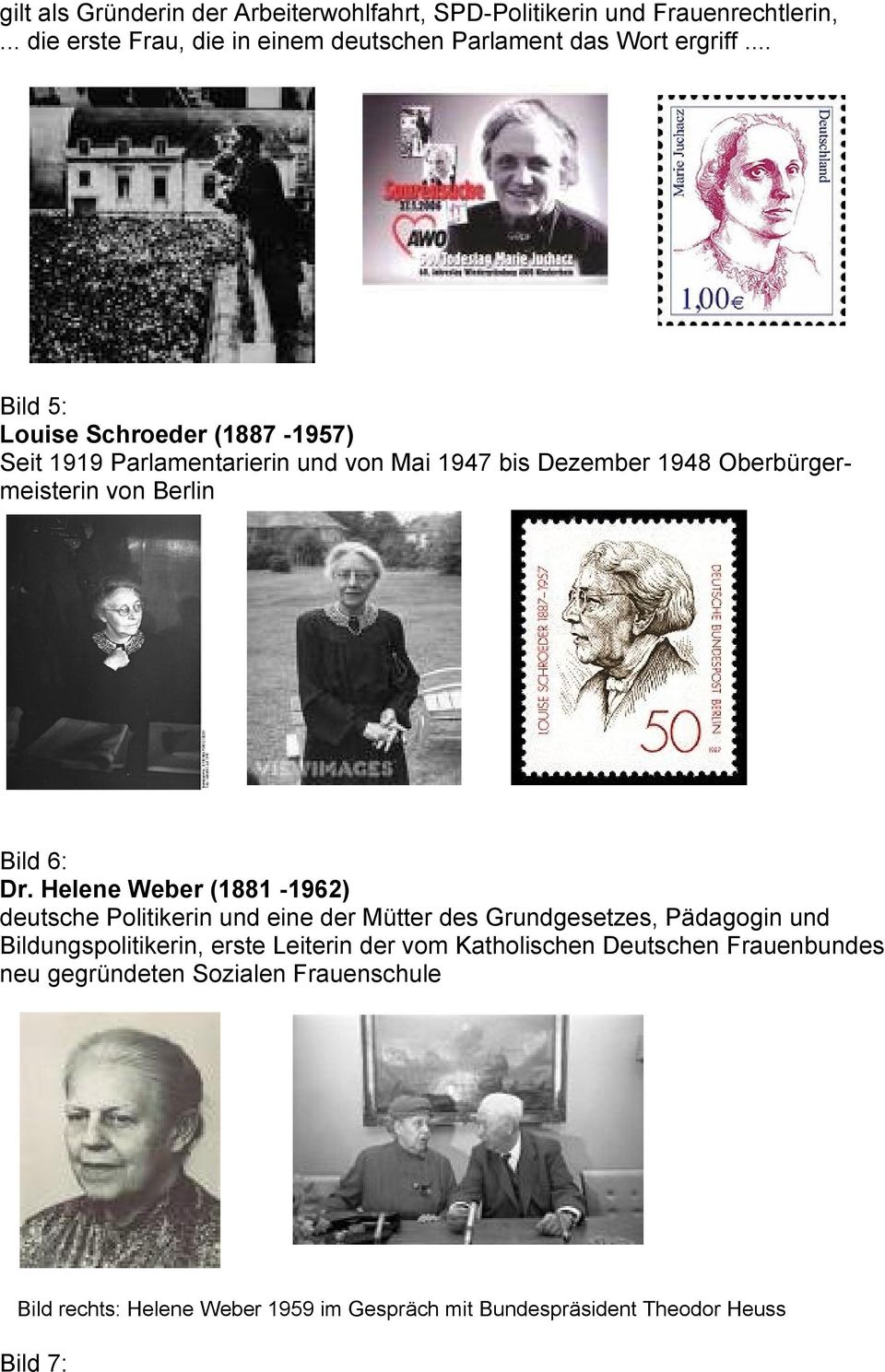 Helene Weber (1881-1962) deutsche Politikerin und eine der Mütter des Grundgesetzes, Pädagogin und Bildungspolitikerin, erste Leiterin der vom