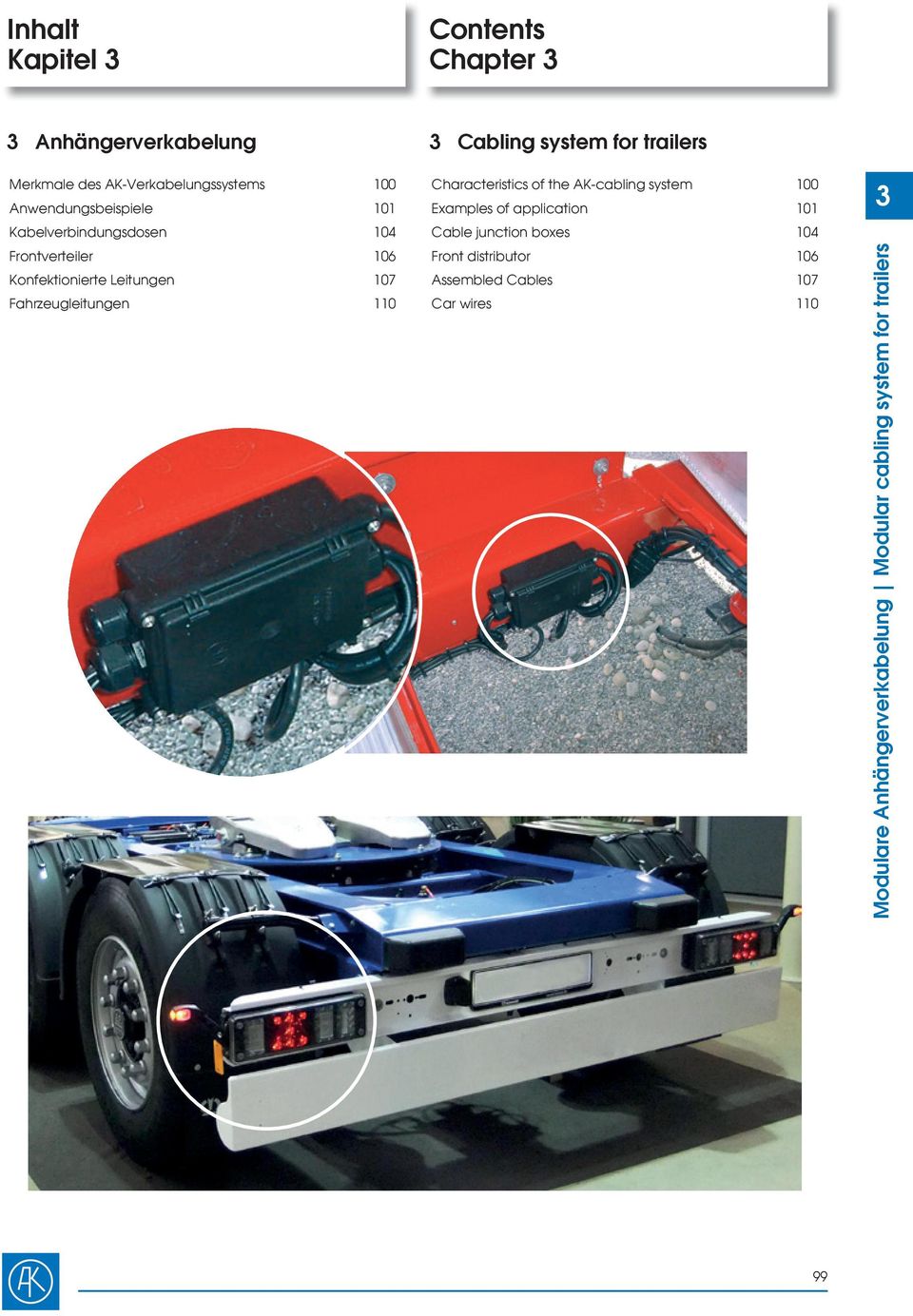 Fahrzeugleitungen 110 Cabling system for trailers Characteristics of the AK-cabling system 100