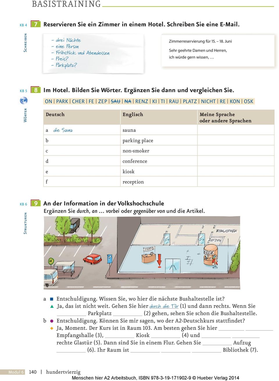 ON PARK CHER FE ZEP SAU NA RENZ KI TI RAU PLATZ NICHT RE KON OSK Deutsch Englisch Meine Sprache oder andere Sprachen a die Sauna sauna b c d e f parking place non-smoker conference kiosk reception KB