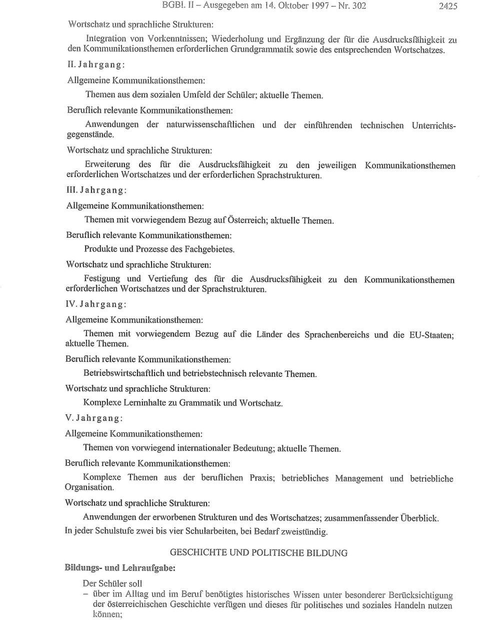 Jahrgang : Allgemeine Kommunikationsthemen : Themen aus dem sozialen Umfeld der Schüler ; aktuelle Themen.