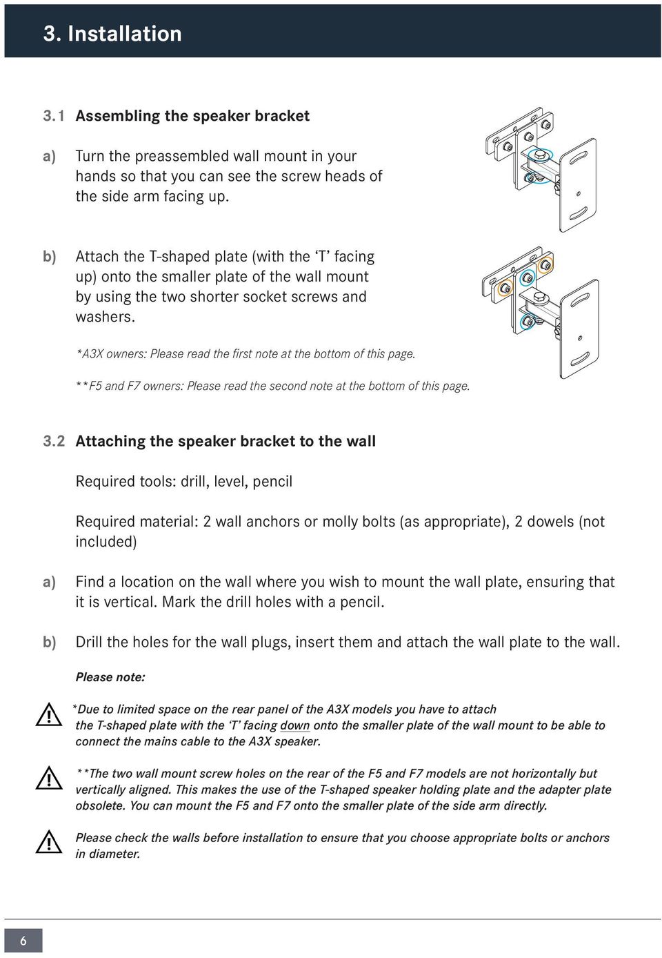 *A3X owners: Please read the first note at the bottom of this page. **F5 and F7 owners: Please read the second note at the bottom of this page. 3.