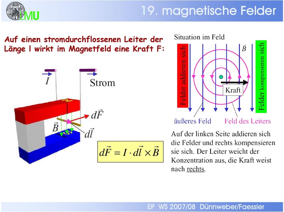 wikt im Magnetfeld eine Kaft F: df