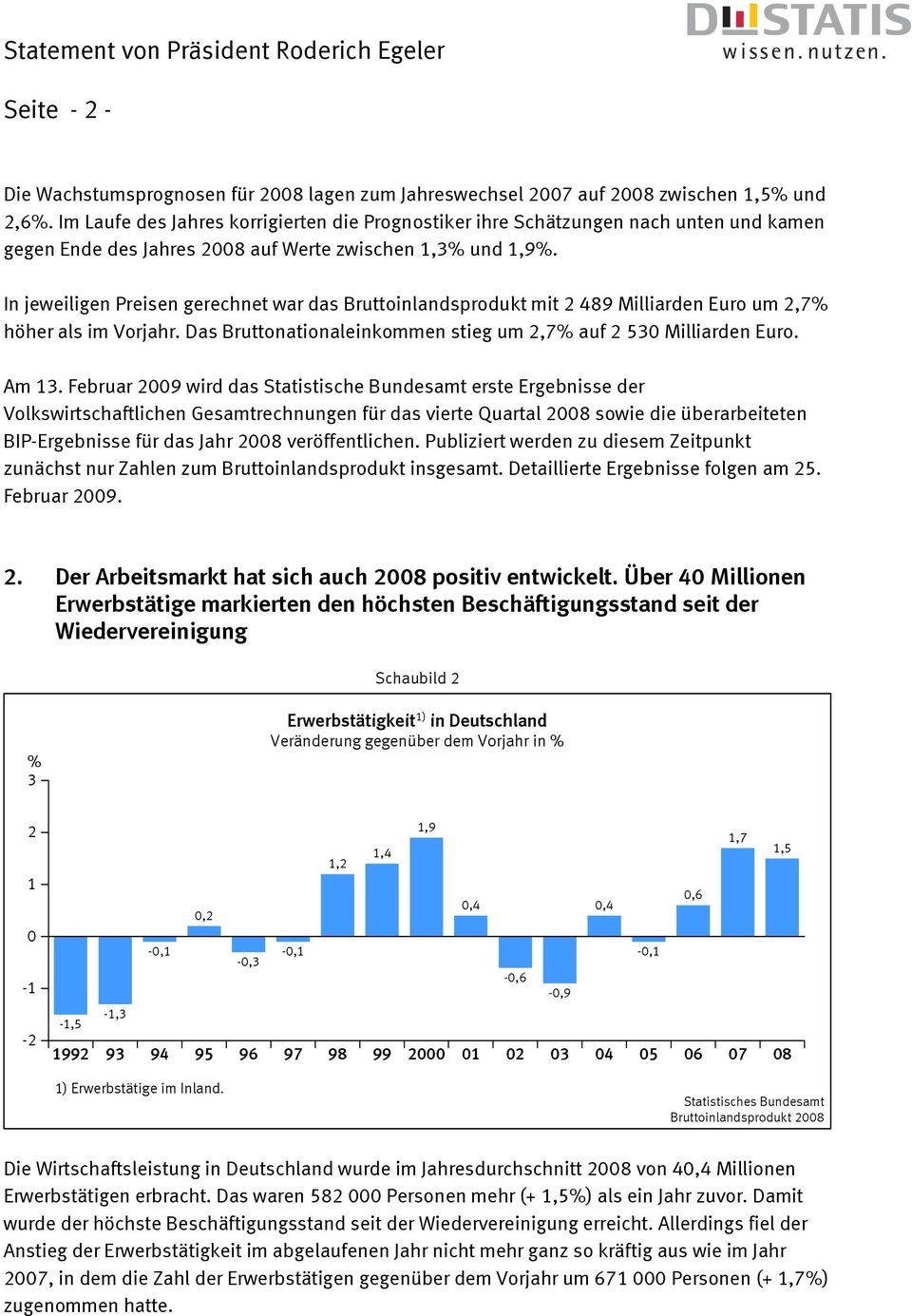 In jeweiligen Preisen gerechnet war das Bruttoinlandsprodukt mit 89 Milliarden Euro um,7 höher als im Vorjahr. Das Bruttonationaleinkommen stieg um,7 auf 5 Milliarden Euro. Am.