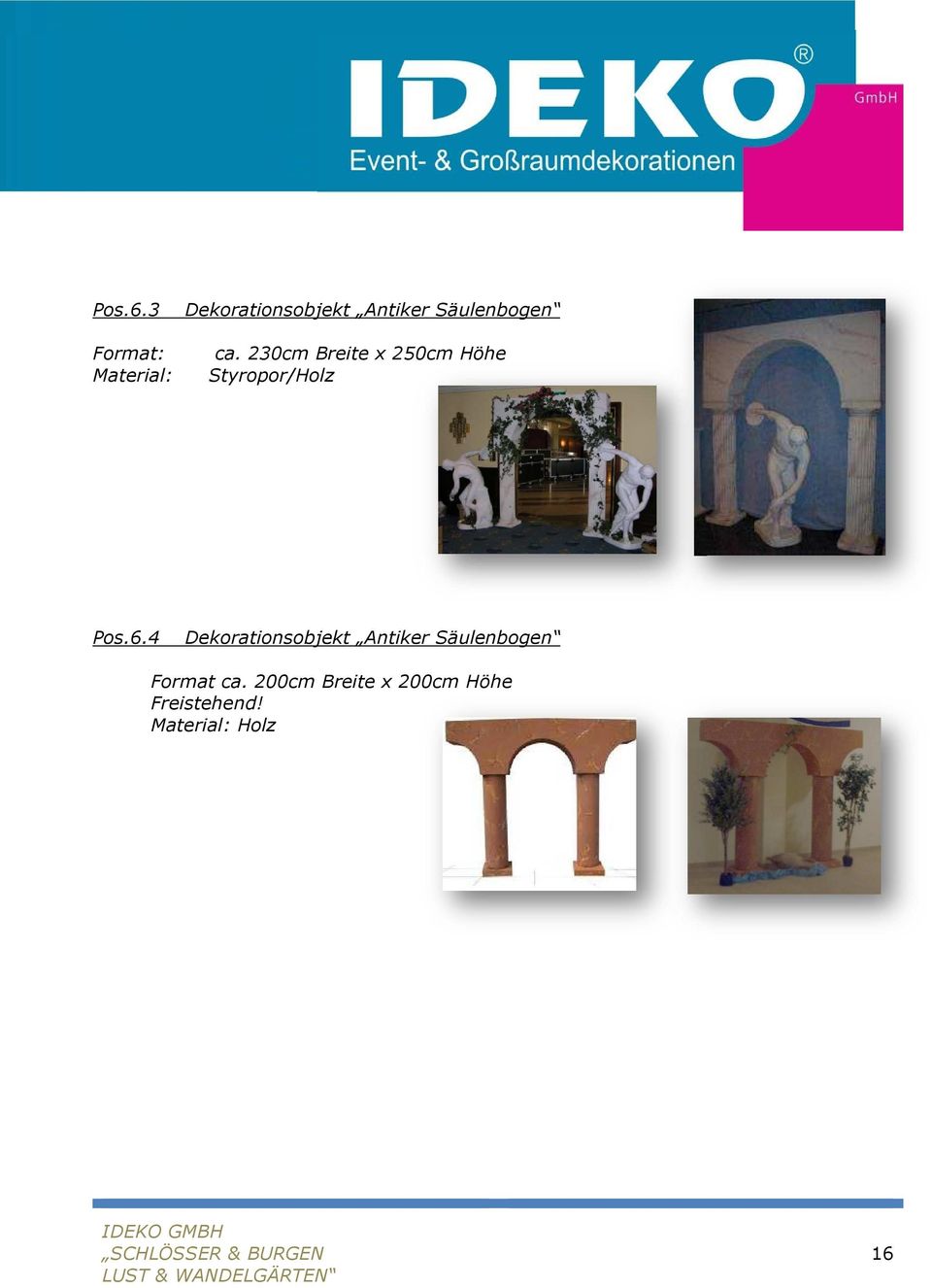 4 Dekorationsobjekt Antiker Säulenbogen Format