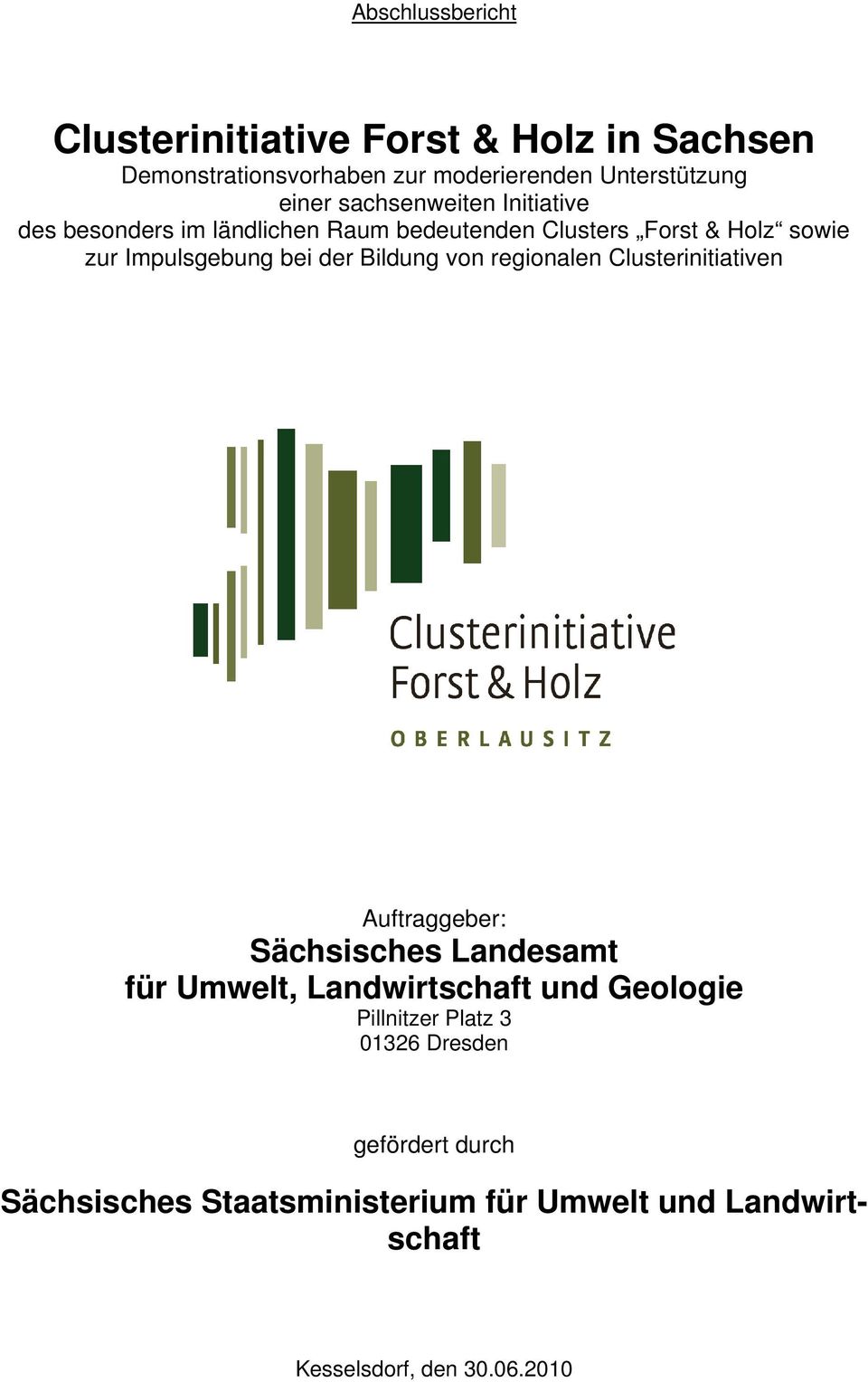 Bildung von regionalen Clusterinitiativen Auftraggeber: Sächsisches Landesamt für Umwelt, Landwirtschaft und Geologie