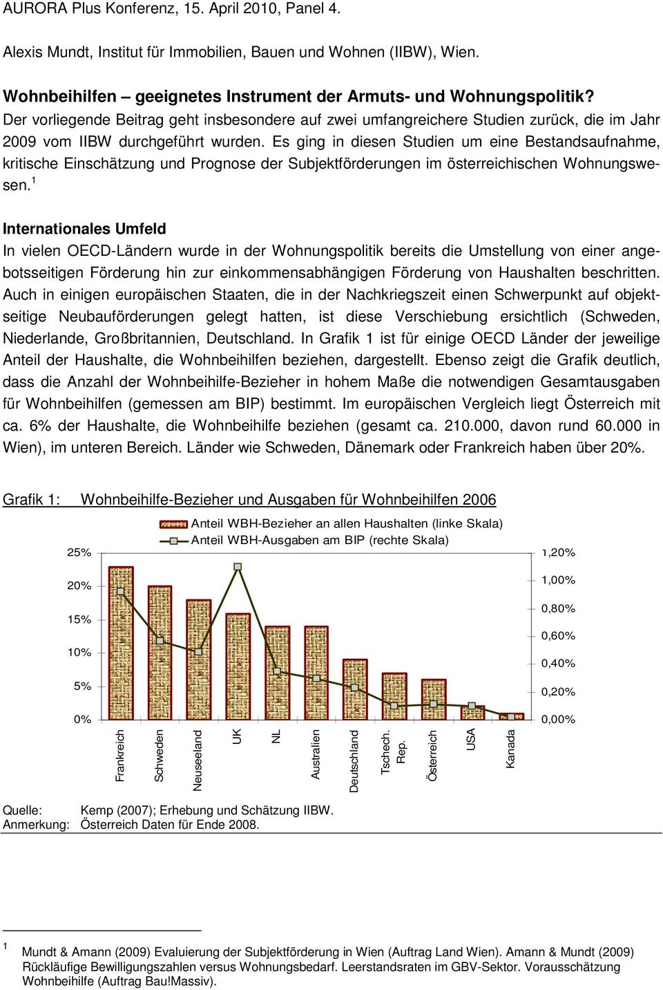 Es ging in diesen Studien um eine Bestandsaufnahme, kritische Einschätzung und Prognose der Subjektförderungen im österreichischen Wohnungswesen.