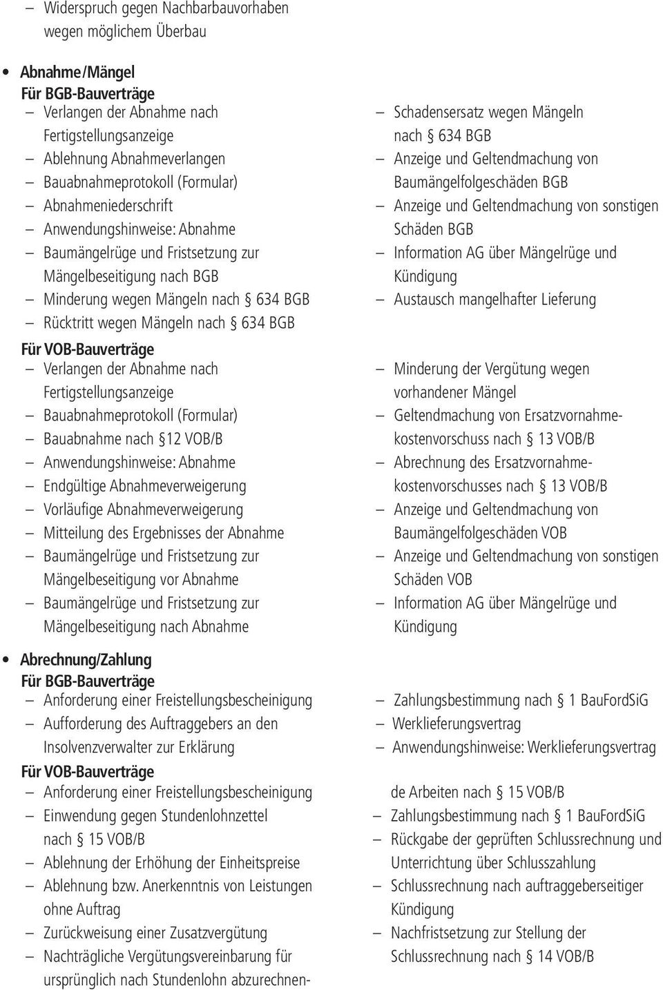 nach 13 VOB/B Abrechnung des Ersatzvornahmekostenvorschusses nach 13 VOB/B Anzeige und Geltendmachung von Baumängelfolgeschäden VOB Anzeige und Geltendmachung von sonstigen Schäden VOB Information AG