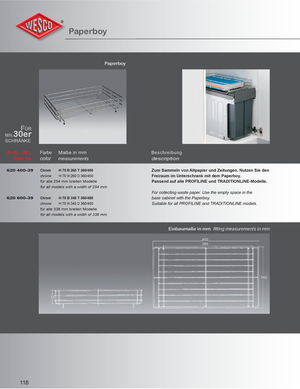 360/450 chrome D description Zum Sammeln von Altpapier und Zeitungen.