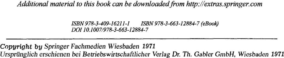 1007/978-3-663-12884-7 Copyright by Springer Fachmedien Wiesbaden 1971