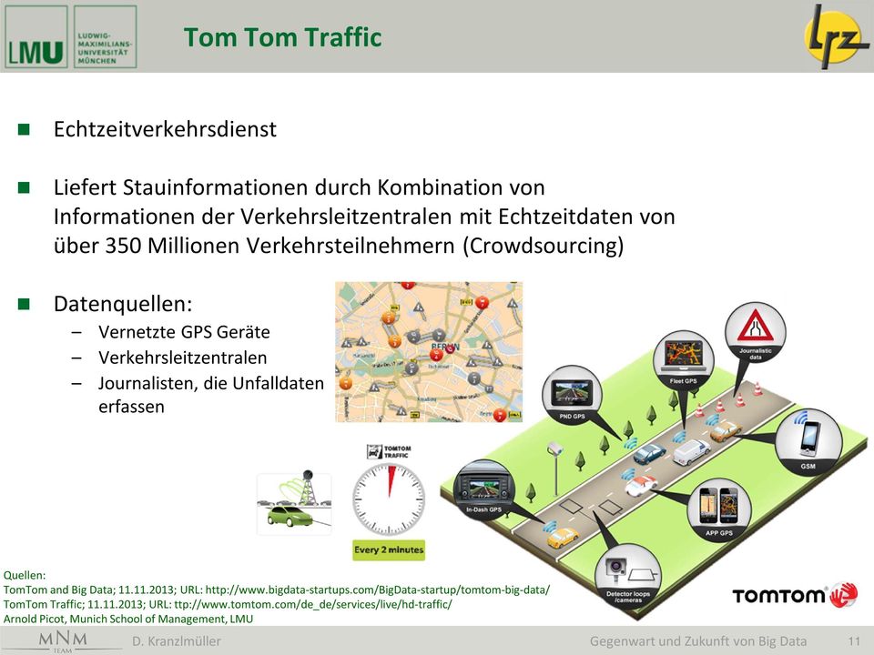 erfassen Quellen: TomTom and Big Data; 11.11.2013; URL: http://www.bigdata startups.com/bigdata startup/tomtom big data/ TomTom Traffic; 11.11.2013; URL: ttp://www.