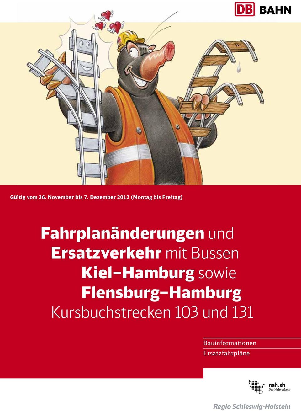 Ersatzverkehr mit Bussen Kiel Hamburg sowie Flensburg