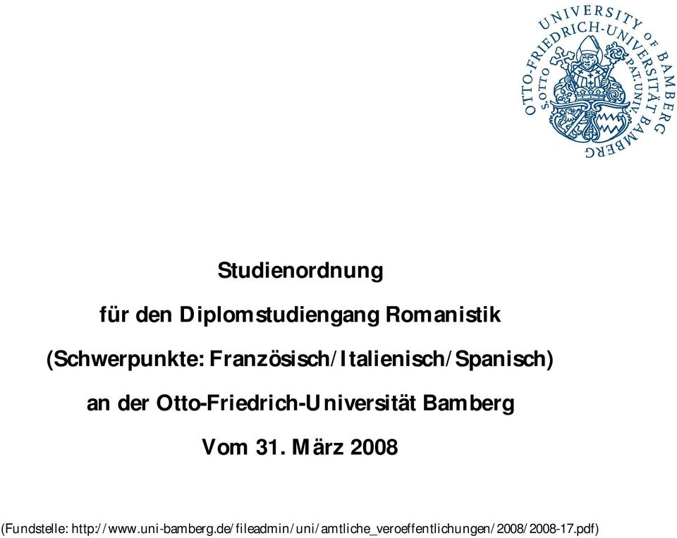 Otto-Friedrich-Universität Bamberg Vom 31.