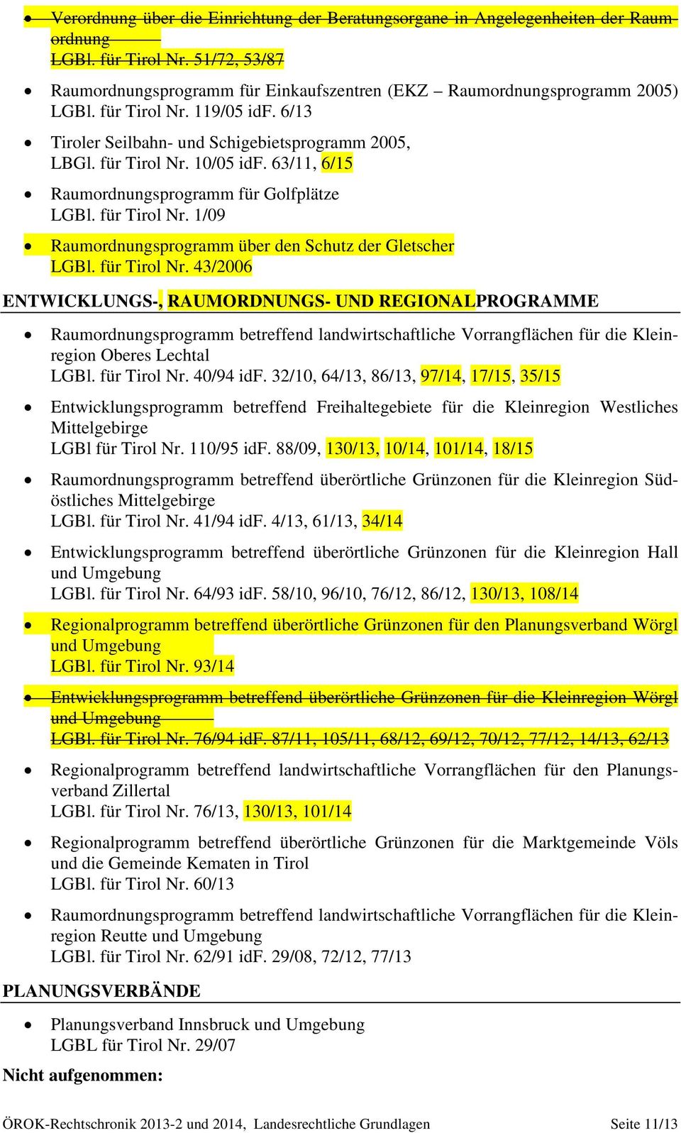 für Tirol Nr. 43/2006 ENTWICKLUNGS-, RAUMORDNUNGS- UND REGIONALPROGRAMME Raumordnungsprogramm betreffend landwirtschaftliche Vorrangflächen für die Kleinregion Oberes Lechtal LGBl. für Tirol Nr.