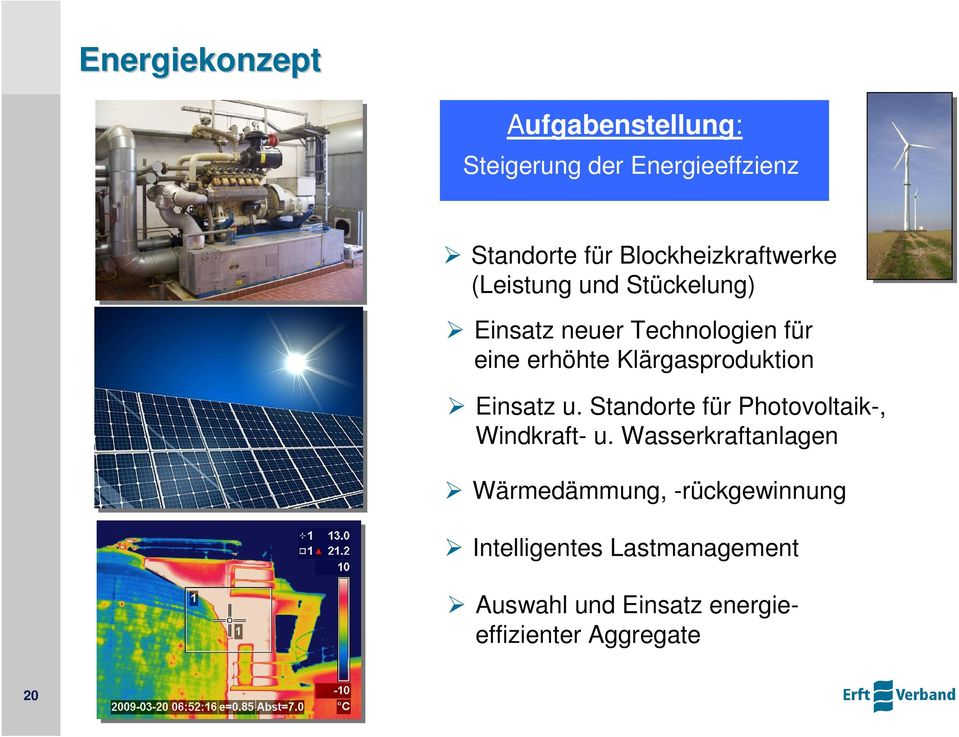 Klärgasproduktion Einsatz u. Standorte für Photovoltaik-, Windkraft- u.