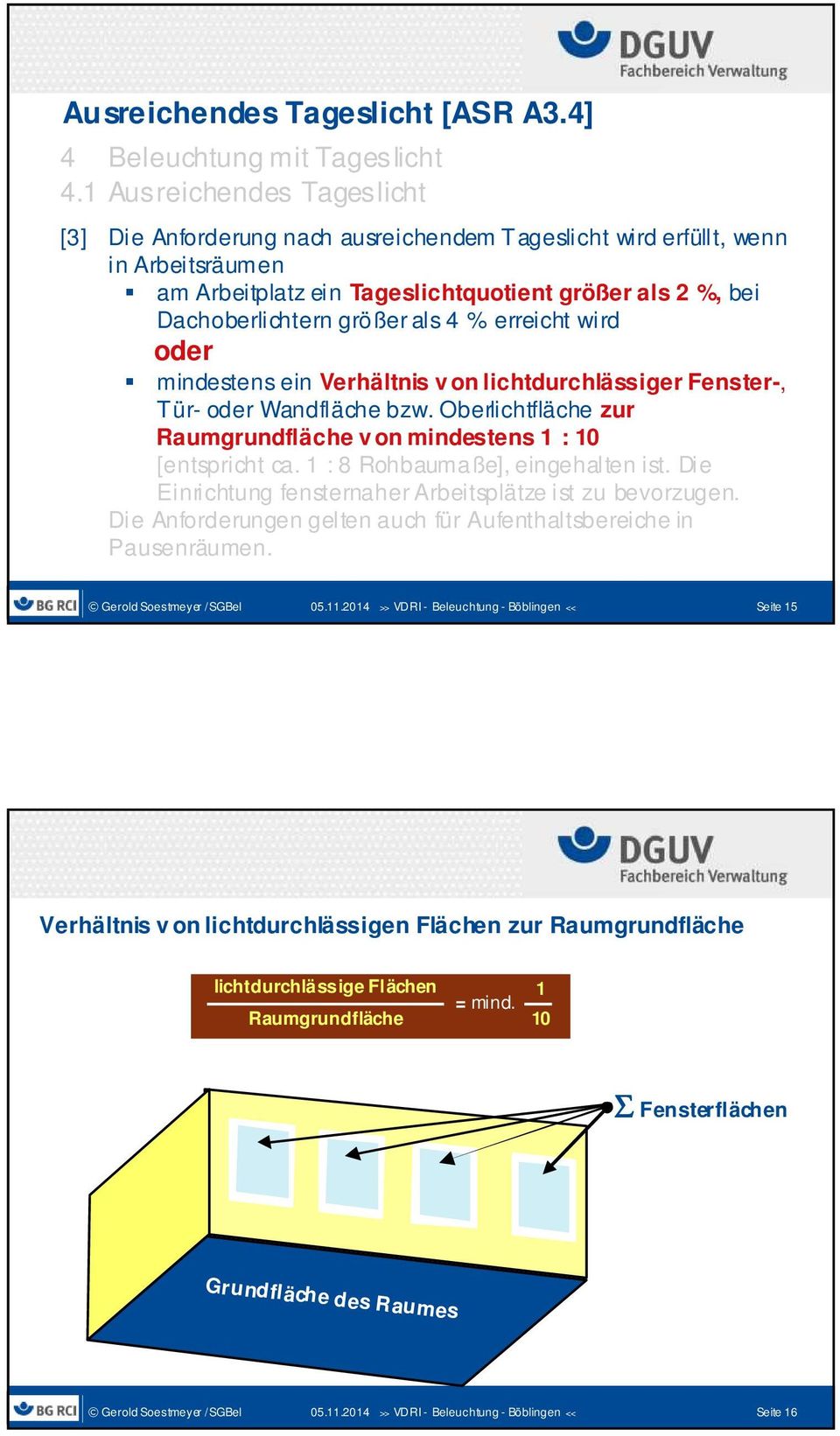 4 % erreicht wird oder mindestens ein Verhältnis v on lichtdurchlässiger Fenster-, Tür- oder Wandfläche bzw. Oberlichtfläche zur Raumgrundfläche v on mindestens 1 : 10 [entspricht ca.