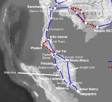 Es gibt mehre Möglichkeiten, um von Singapore nach Bangkok zu gelangen: Flugzeug, Bus, Schiff, Auto und Bahn.