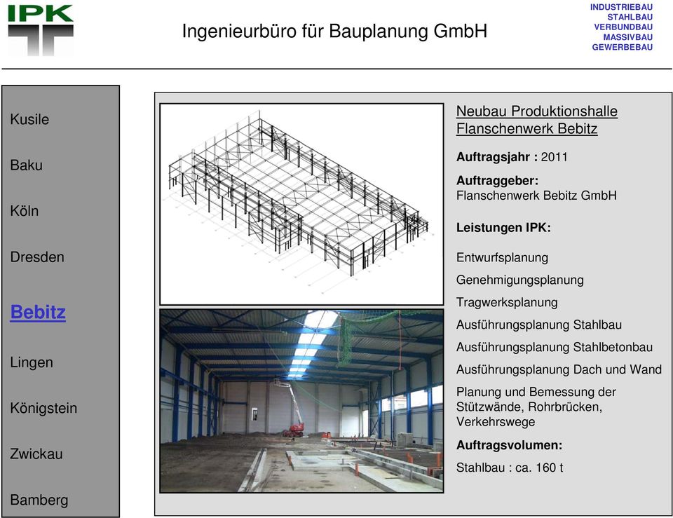 Ausführungsplanung Stahlbetonbau Ausführungsplanung Dach und Wand Planung