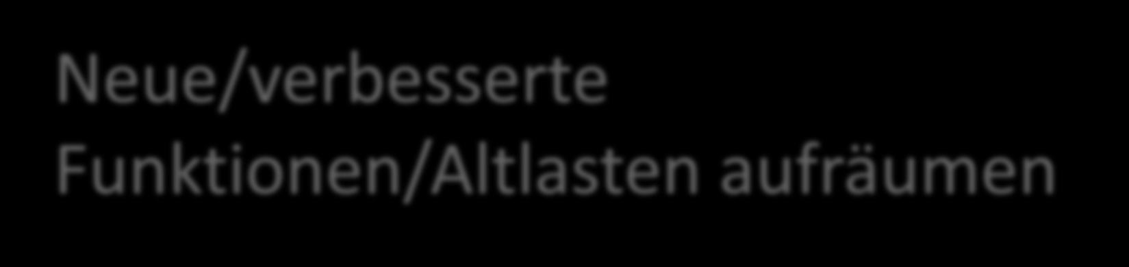 Neue/verbesserte Funktionen/Altlasten aufräumen Bessere Performance Real Application Testing (EE Option)