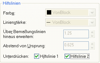 Blocknamen wählen Achtung: Der Block muss in der Zeichnung vorhanden sein. Ergebnis Schalten Sie die beiden Hilfslinien aus.