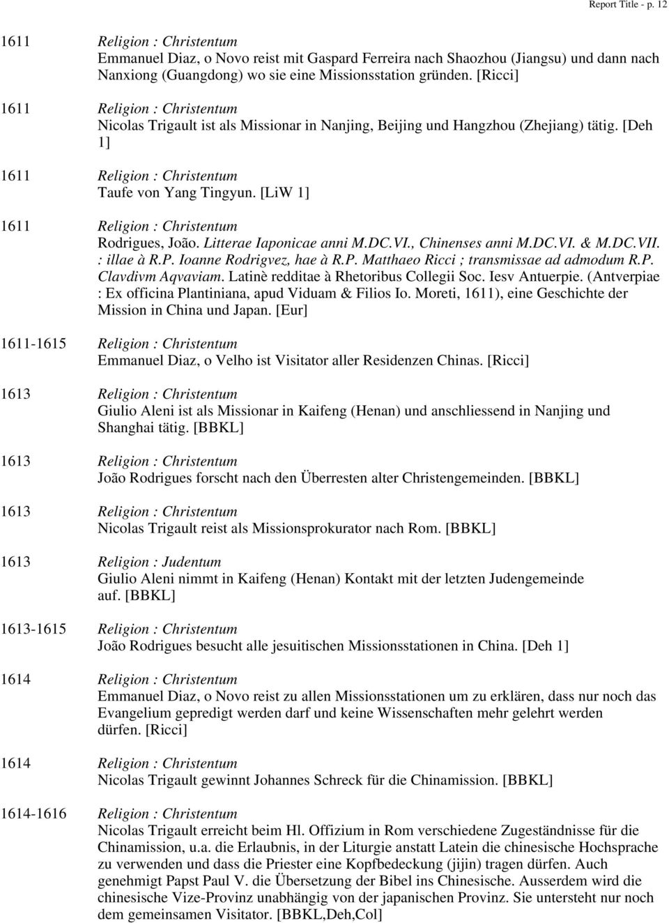 [LiW 1] 1611 Religion : Christentum Rodrigues, João. Litterae Iaponicae anni M.DC.VI., Chinenses anni M.DC.VI. & M.DC.VII. : illae à R.P. Ioanne Rodrigvez, hae à R.P. Matthaeo Ricci ; transmissae ad admodum R.