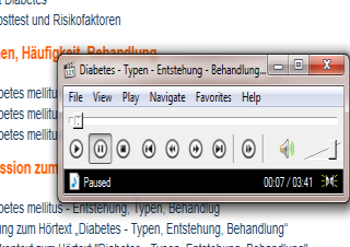 Abspielen einer Audio-Datei:, dann erscheint auf dem Bildschirm das Fenster bei dem Sie den entsprechenden Player wählen sollten.