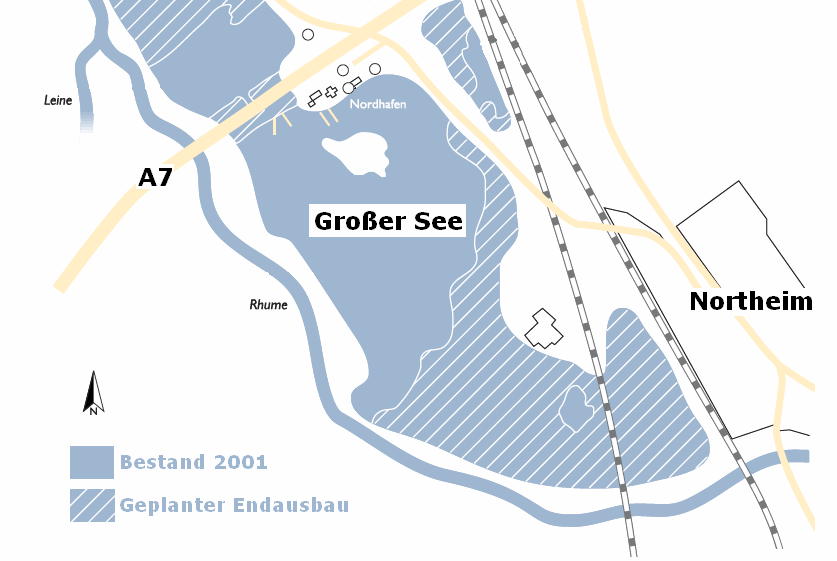 Abbildung 3: Ausschnitt Rad- und Wanderkarte Northeimer Seenplatte [STADT NORTHEIM, 2008B] 4 Uferbereiche Eine Uferstrukturkartierung oder nähere Angaben und Bilder liegen für den Großen See bei