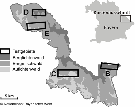 Kapitel 5 Messkampagnen 5.1 Referenzflächen Für die experimentelle Untersuchung der vorgestellten Methoden wurde als Testgebiet der Nationalpark Bayerischer Wald ausgewählt.