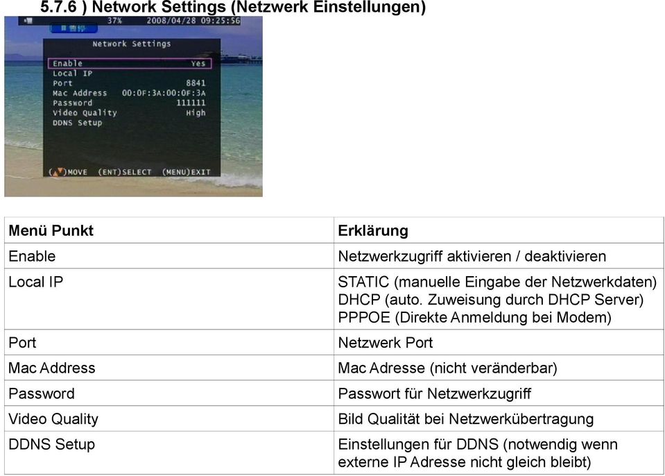 Zuweisung durch DHCP Server) PPPOE (Direkte Anmeldung bei Modem) Port Netzwerk Port Mac Address Mac Adresse (nicht
