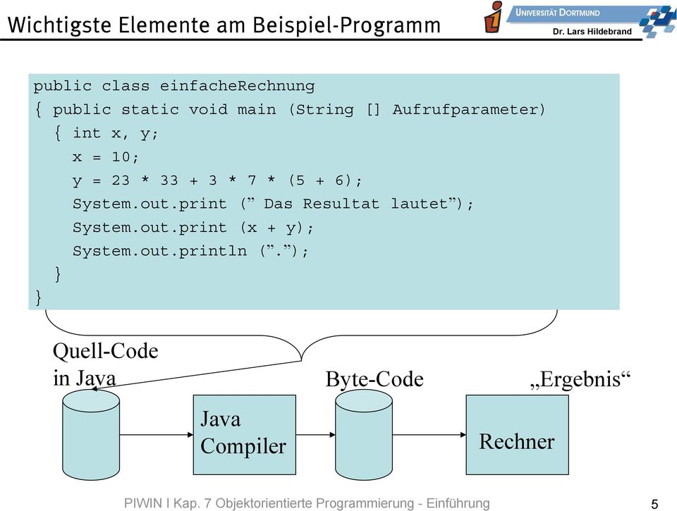 class einfacherechnung { public static void main (String [] Aufrufparameter) { int x, y; x = 10;