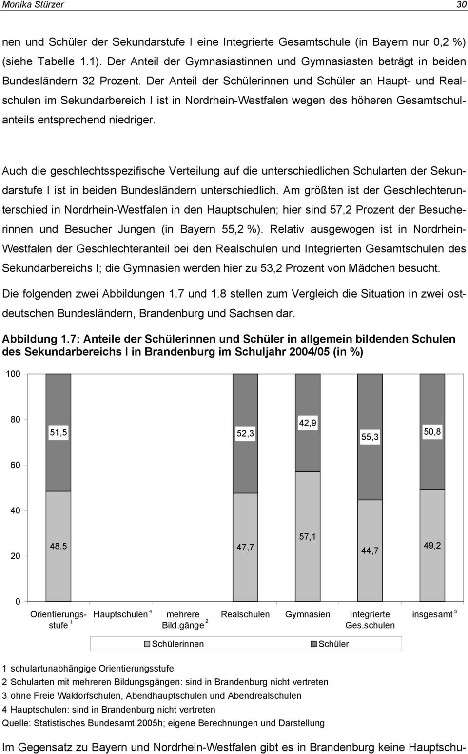 Der Anteil der Schülerinnen und Schüler an Haupt- und Realschulen im Sekundarbereich I ist in Nordrhein-Westfalen wegen des höheren Gesamtschulanteils entsprechend niedriger.