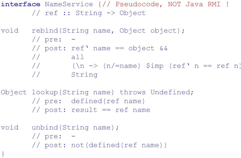 == object && // all // (\n -> (n/=name) $imp (ref n == ref n) // String Object lookup(string