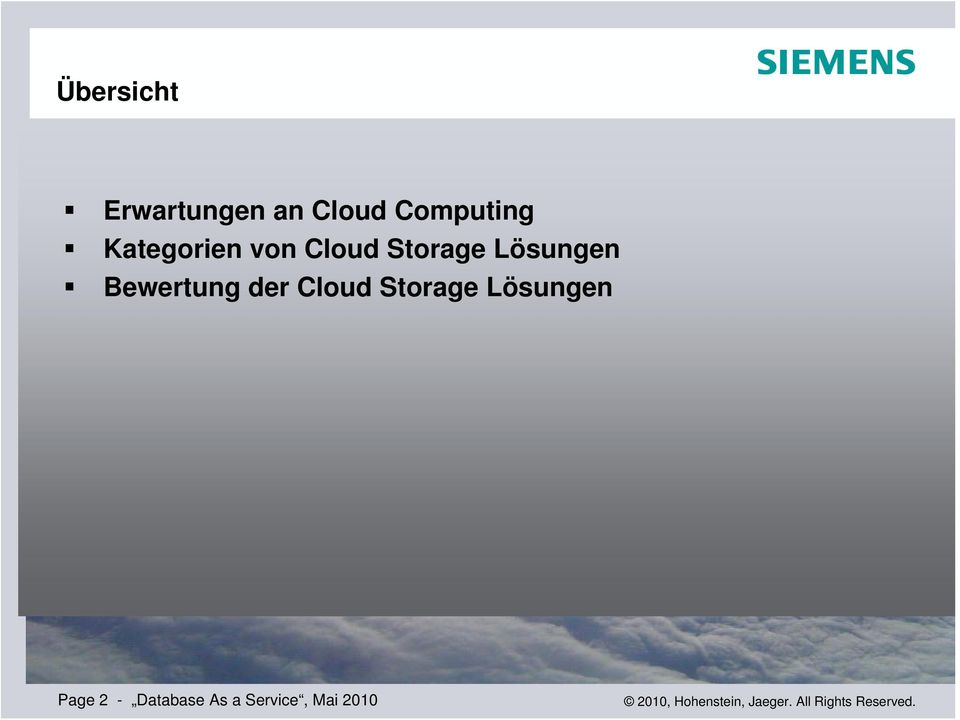 Lösungen Bewertung der Cloud Storage