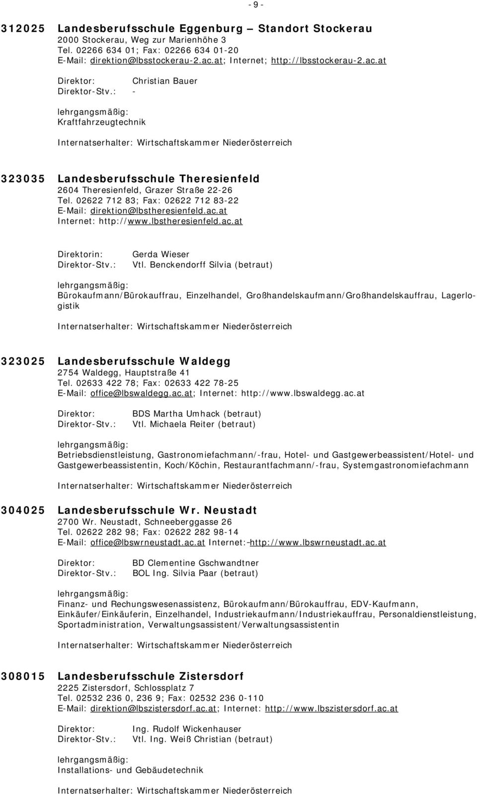 at Christian Bauer - Kraftfahrzeugtechnik - 9 - Internatserhalter: Wirtschaftskammer Niederösterreich 323035 Landesberufsschule Theresienfeld 2604 Theresienfeld, Grazer Straße 22-26 Tel.